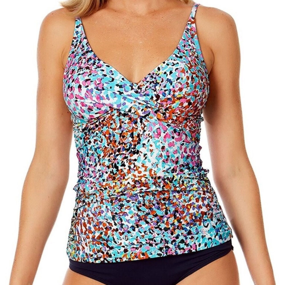 Anne Cole Colorful Sunset Dot Tankini Top Swim Size 20W
